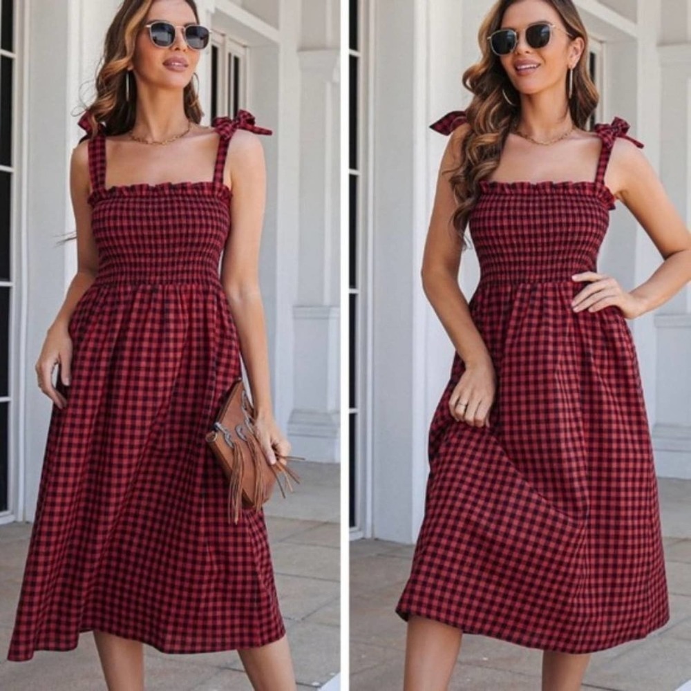 Checkered Charm Plaid Cami Dress